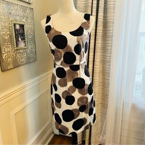 Ann Taylor White, Black & Gray Polka Dot Straight Pencil Dress